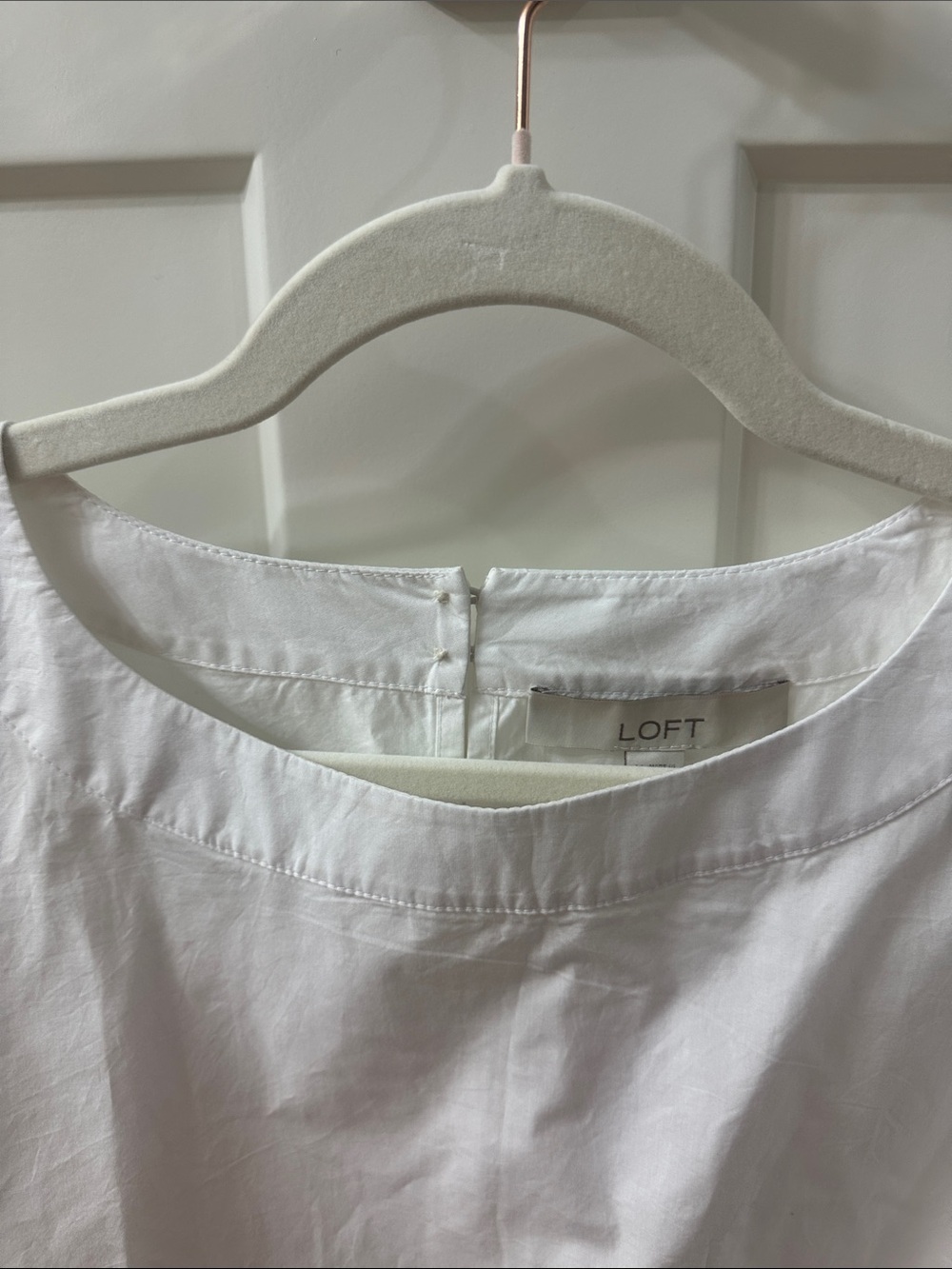 LOFT White Cotton Boat-Neck Flare Sleeve Blouse M - Picture 5 of 5